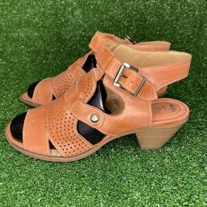 Women's FIDJI Slingback Open Toe Sandals Buckle Heels Orange Size EU 39 US 8-8.5